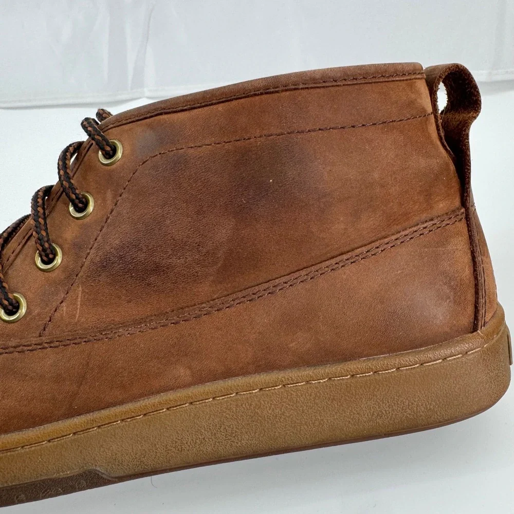 L.L.Bean Chukka Boots Mens 11 Brown Leather Plaid Lined Moc Toe 504638